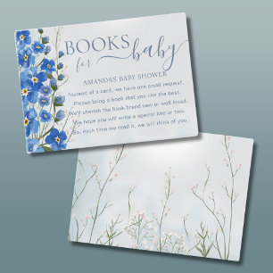Books for Baby Boy Blue Floral Shower Enclosure Card