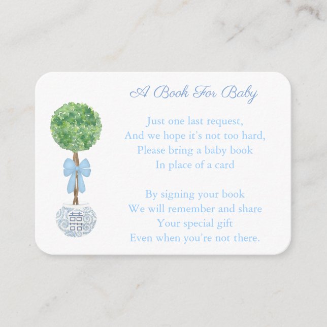 Books For Baby Boy's Library Preppy Boxwood Shower Enclosure Card (Front)