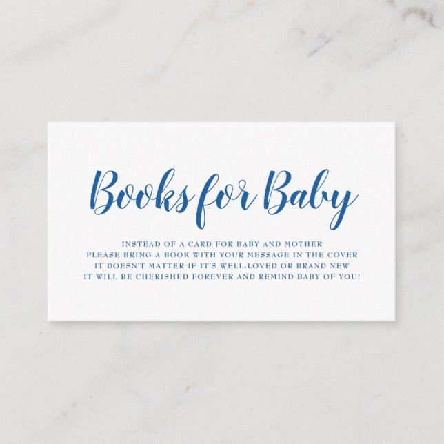 Books for Baby Bright Blue Polka Dot Baby Shower Enclosure Card (Front)