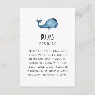 Books for baby. Bring a book request. Blue whale Enclosure Card