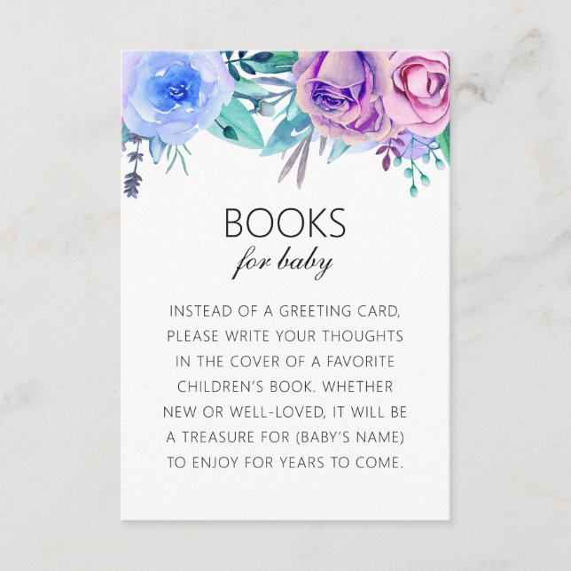 Books for baby. Bring a book request. Floral Enclosure Card (Front)