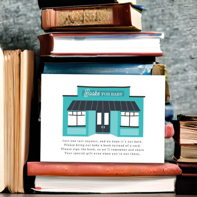 Books For Baby Building Blue Baby Shower Enclosure Card (Creator Uploaded)