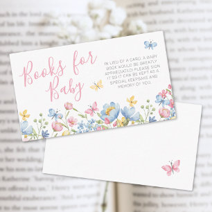 Books For Baby Butterfly Floral Baby Shower Enclosure Card