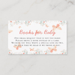 Books for Baby Butterfly Wildflowers Girl Shower Enclosure Card