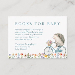 Books for Baby Card – Blue Floral Hedgehog Insert