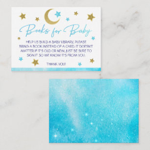 Books for Baby Card Blue Moon & Stars Baby Shower