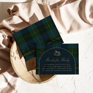 Books for Baby Card Classic Dark Green Blue Plaid 