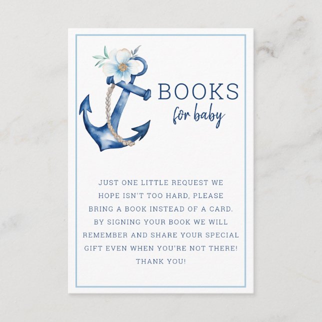 Books for Baby Card | Nautical Blue Anchor Baby Sh (Front)