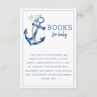 Books for Baby Card | Nautical Blue Anchor Baby Sh