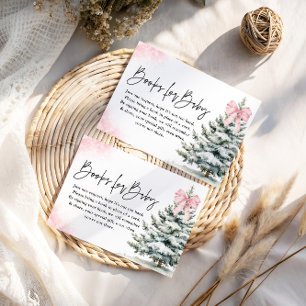 Books for Baby Card Pink Bow Snowflake Baby Shower