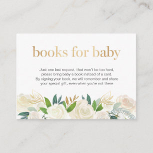Books for baby cards   White gold florals