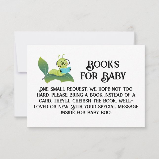 Books for Baby Caterpillar Reading on a Leaf Invitation (Front)