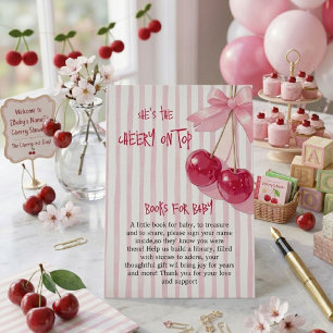 Books for Baby Cherry Pink Red Bow Summer Retro  Enclosure Card