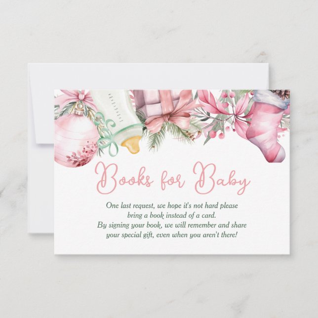 Books for Baby Christmas Santa Pink Baby Shower Invitation (Front)