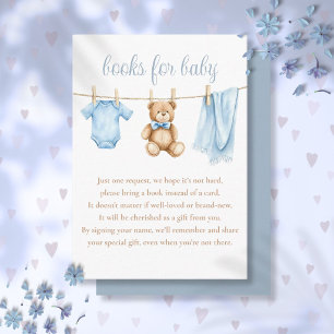 Books For Baby Clothesline Boy Baby Shower Enclosure Card