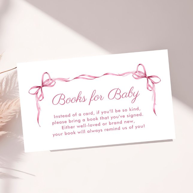 Books For Baby Coquette Bows Baby Girl Shower Enclosure Card (Creator Uploaded)