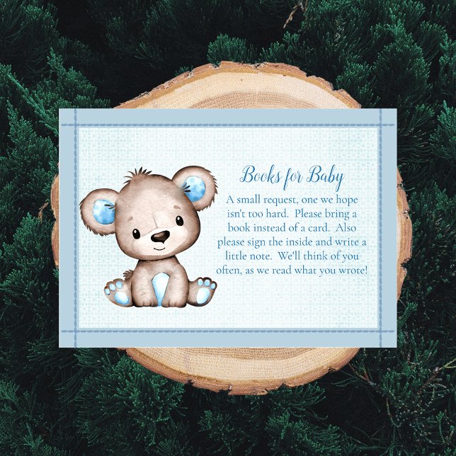 Books For Baby Cute Brown Bear for Boy Shower Game Enclosure Card (Creator Uploaded)