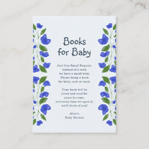 Books for Baby Cute Floral Blue Baby Shower Enclosure Card
