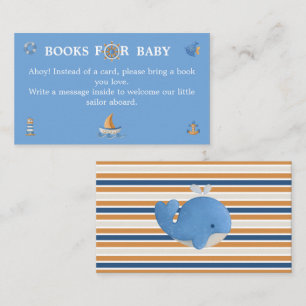 Books for Baby Cute Nautical  Baby Shower Enclosure Card