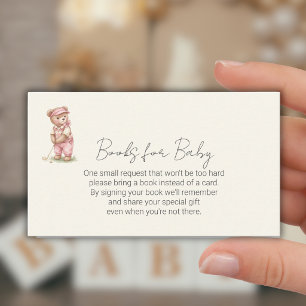  Books for Baby Cute Pink Bear Golfing  Enclosure Card