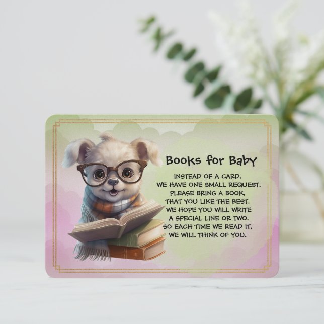 Books for Baby Cute Puppy Dog Reading A Book Enclosure Card (Standing Front)