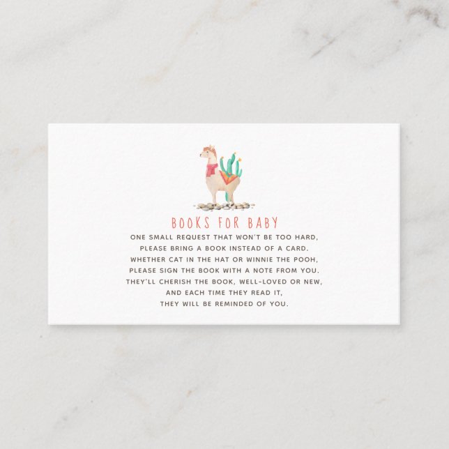 Books for Baby, Cute Watercolor Llama Business Card (Front)