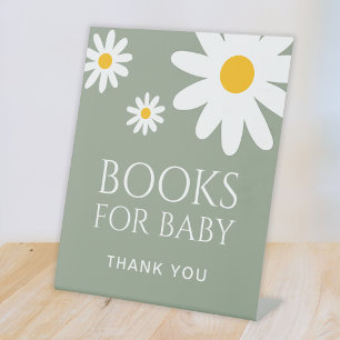 Books For Baby Daisy Sage Green Baby Shower  Pedestal Sign