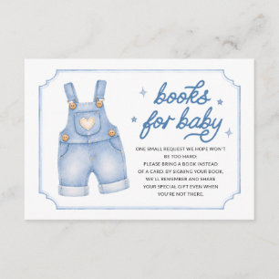 Books for Baby Denim Overalls Baby Shower Enclosure Card