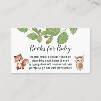 Books For baby/Diaper Raffle Woodland Animals Business Card
