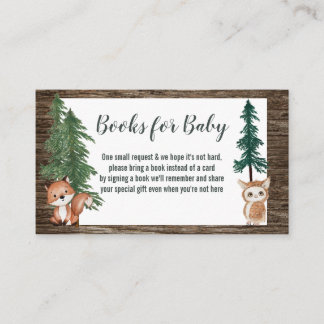 Books For baby/Diaper Raffle Woodland Animals Business Card