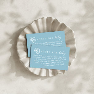 Books For Baby Dusty Blue Coastal Baby Shower Enclosure Card