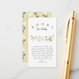 Books For Baby Elegant Beige Floral Baby Shower Enclosure Card