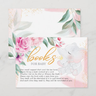Books for Baby Elephant Elegant girl baby shower Enclosure Card