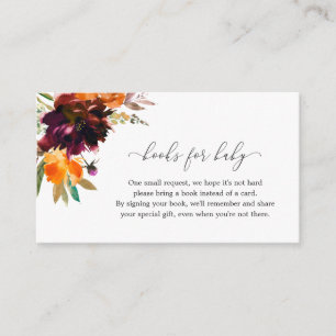 Books for Baby Fall Floral Rustic Baby Shower Enclosure Card
