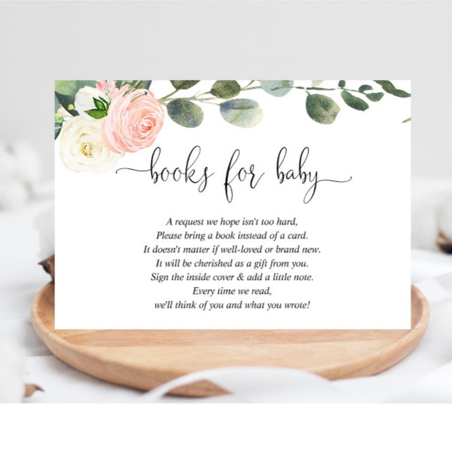 Books for baby girl blush pink white elegant enclosure card (Creator Uploaded)