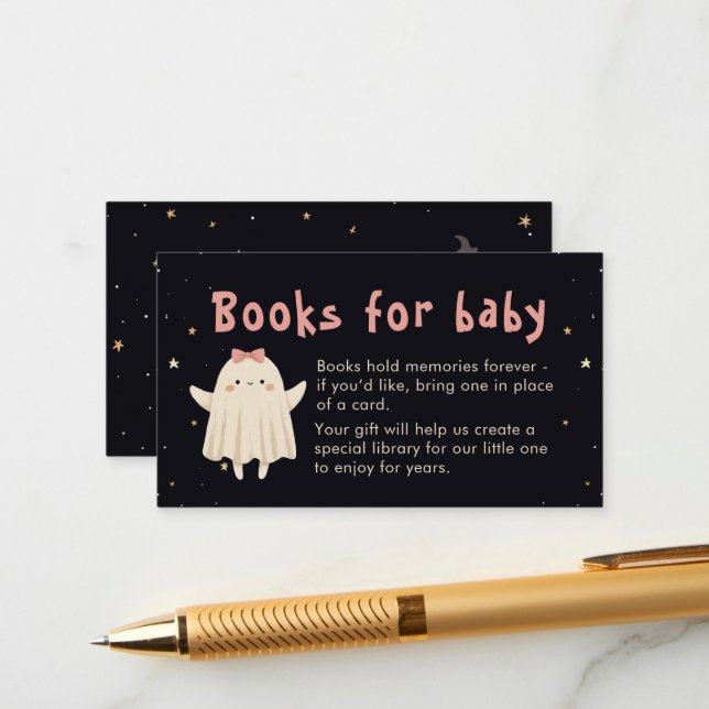 Books for Baby Girl Cute Spooky Halloween Ghosts  Enclosure Card (Front/Back In Situ)