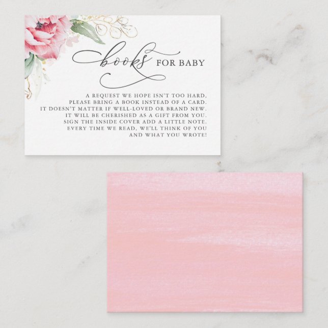 Books For Baby Gold Greenery Request Card (Front/Back)