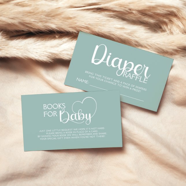 Books For Baby Green Minimal Heart Script  Enclosure Card (Creator Uploaded)