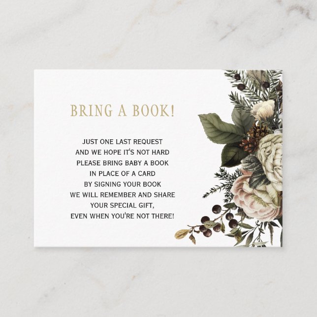 Books for baby greenery bring a book insert card (Front)