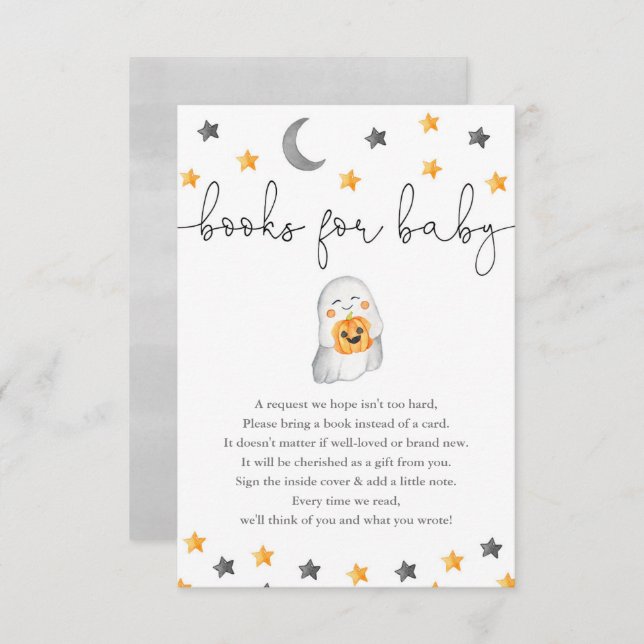 Books for Baby Halloween ghost baby shower Enclosure Card (Front/Back)