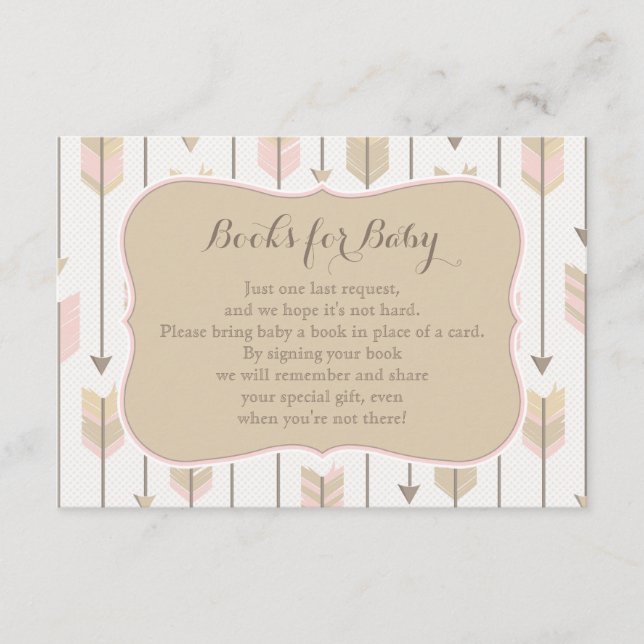 Books for Baby Insert Card Blush Pink and Tan (Front)