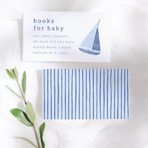 Books for Baby Italian Sailboat Blue Baby Shower Enclosure Card