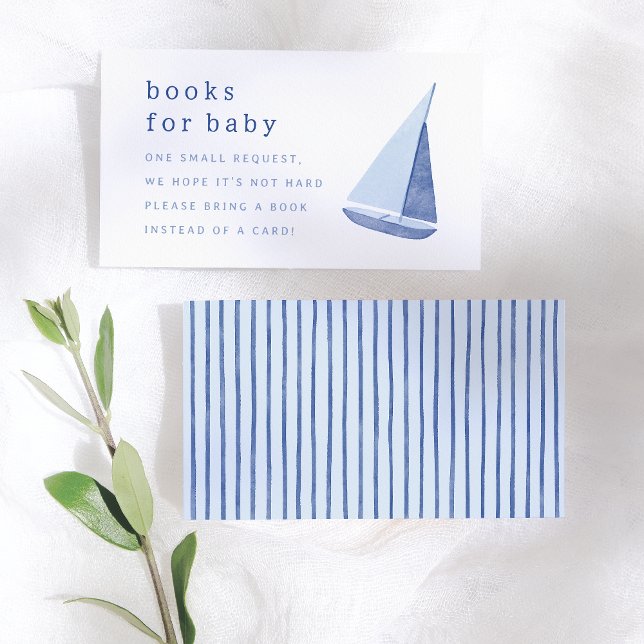 Books for Baby Italian Sailboat Blue Baby Shower Enclosure Card (Creator Uploaded)