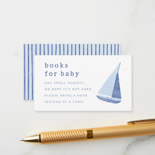 Books for Baby Italian Sailboat Blue Baby Shower Enclosure Card