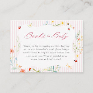 Books for Baby Ladybug Floral Garden Baby Shower Enclosure Card