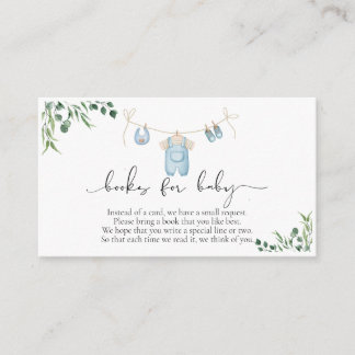 Books For Baby Laundry Blue Greenery Baby Shower Enclosure Card
