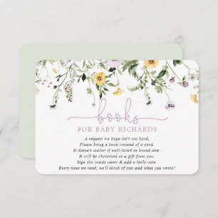 Books for Baby lavender yellow spring wild flowers Enclosure Card