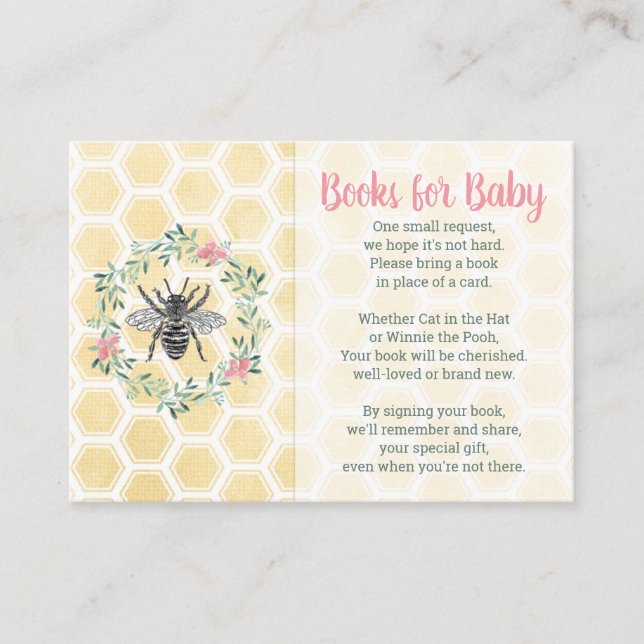 Books for baby library card girl pink baby shower (Front)