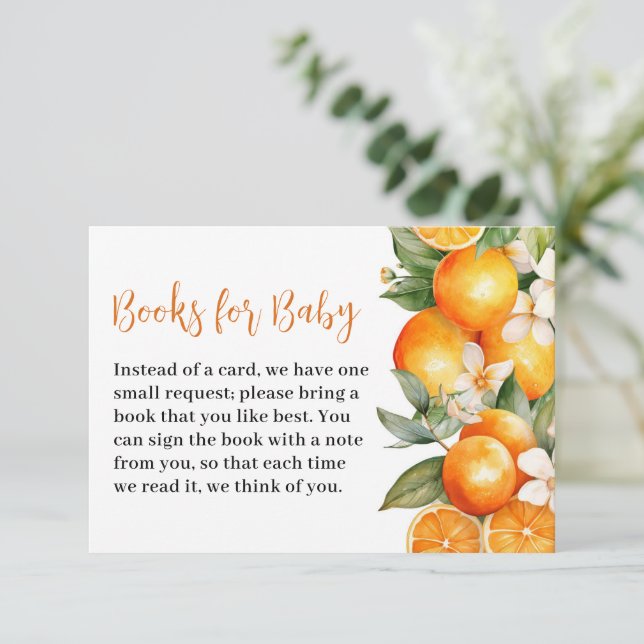 Books For Baby Little Cutie Orange Baby Shower Enclosure Card (Standing Front)