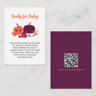Books for Baby Little Pumpkin Baby Shower QR Code Enclosure Card